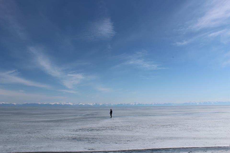 Me standing on frozen lake Baikal