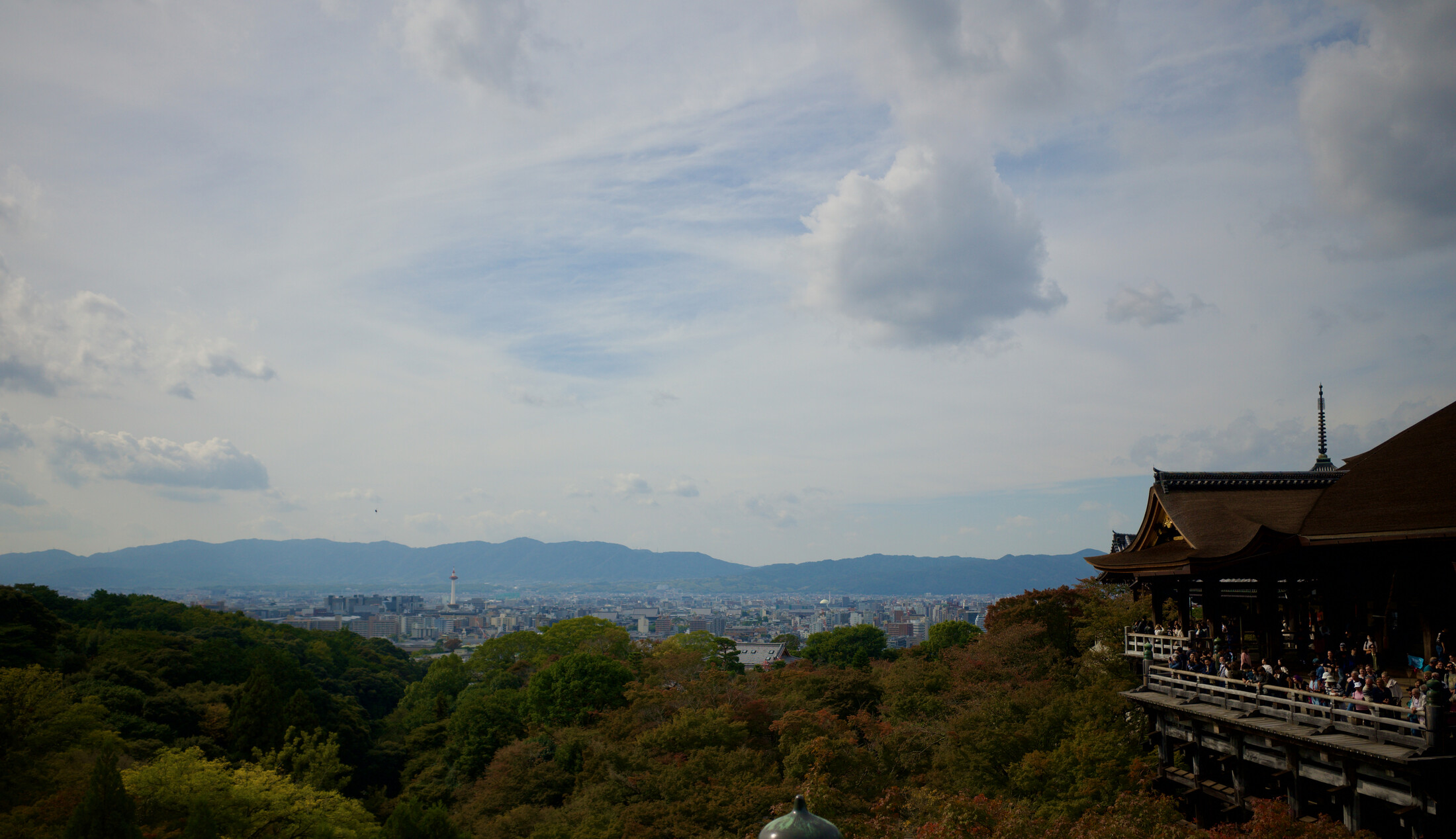 View at Kiyomizu-dera and Kyoto city behind it