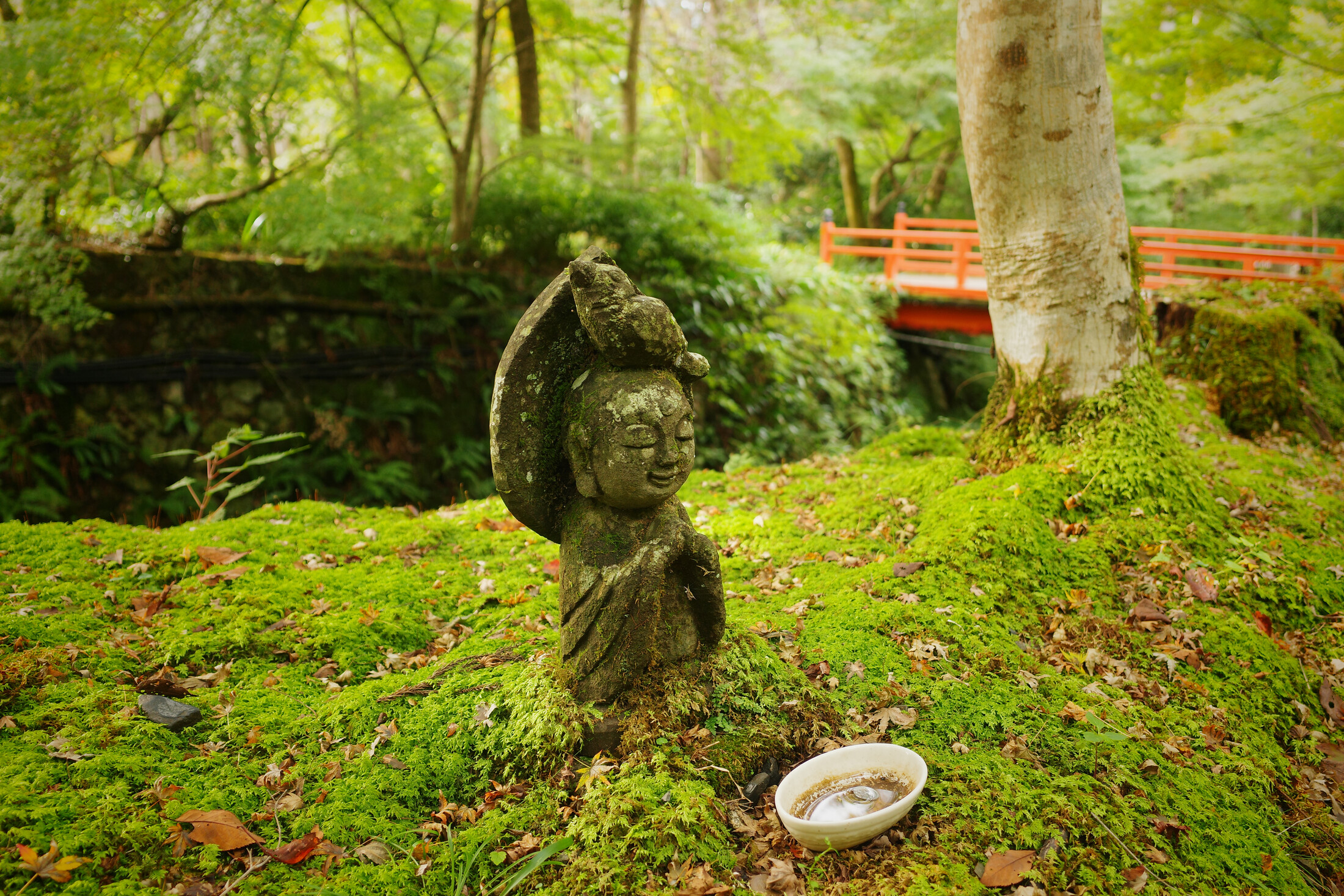A stone figure in Sanzen-in Temple