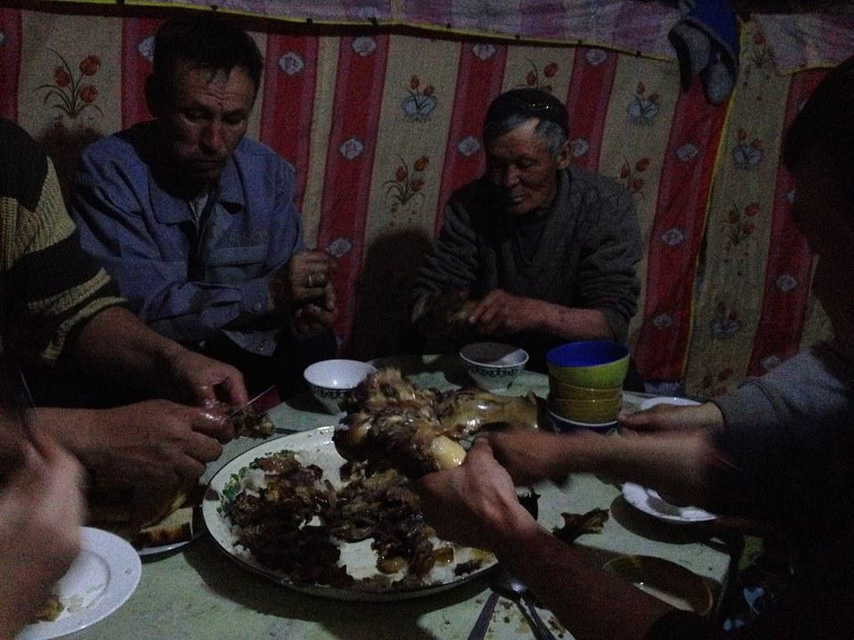 Having a tradiional mongolian dinner