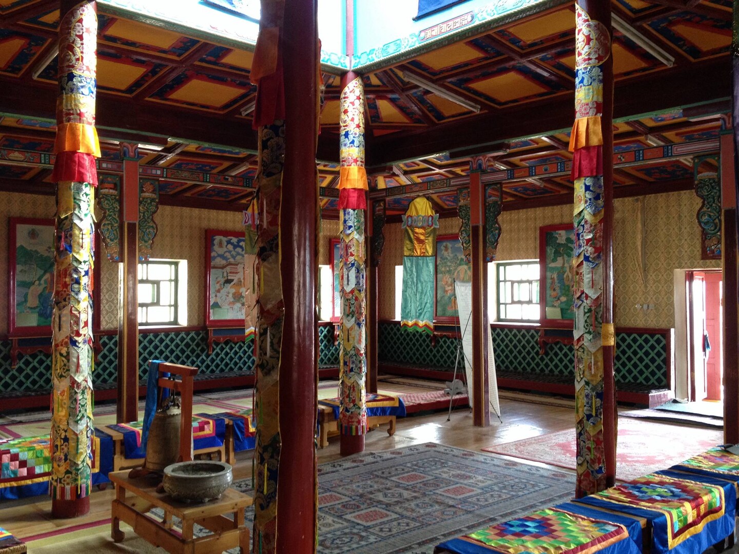 The inside of a mongolian buddhist temple
