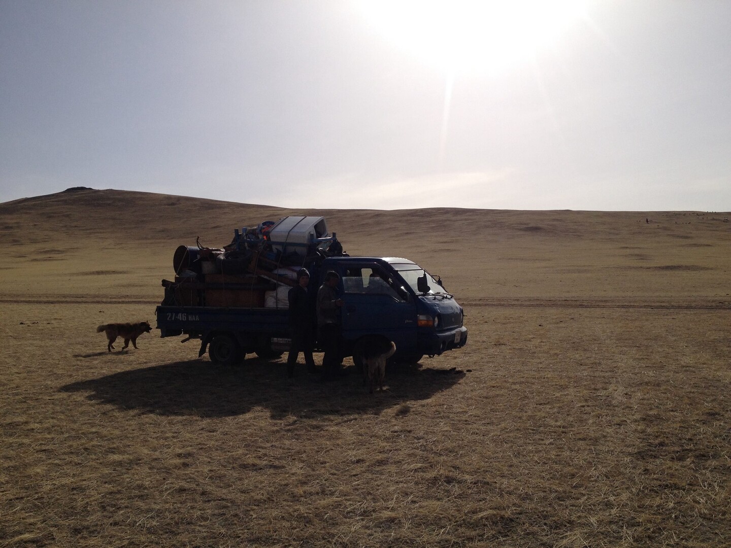 A nomadic famalily moving