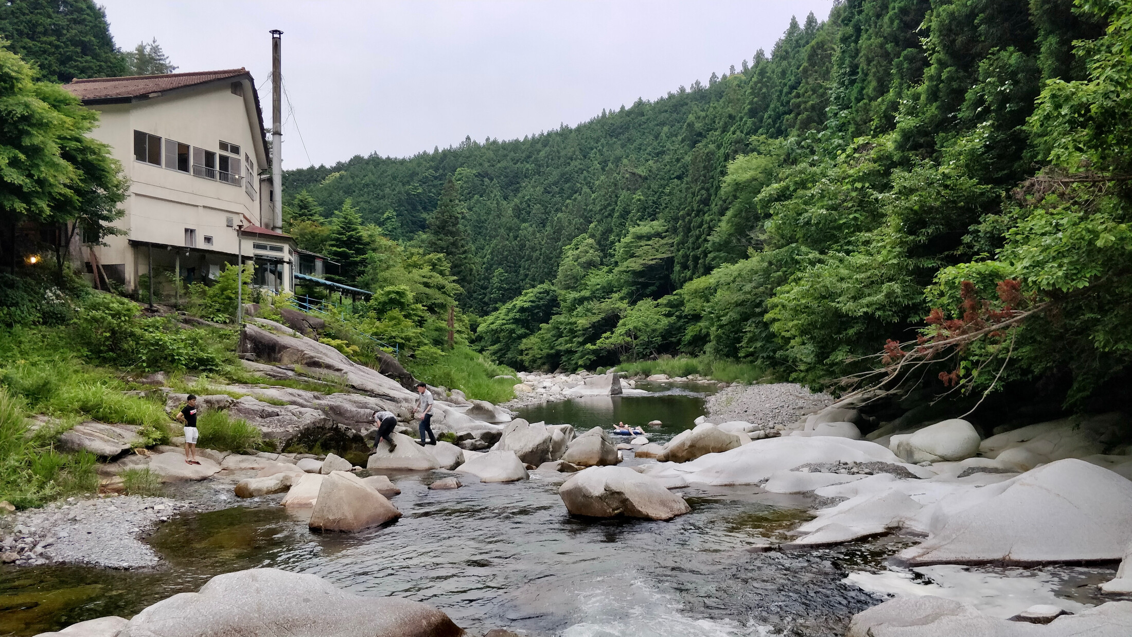 The river next to earth hostel in nikko