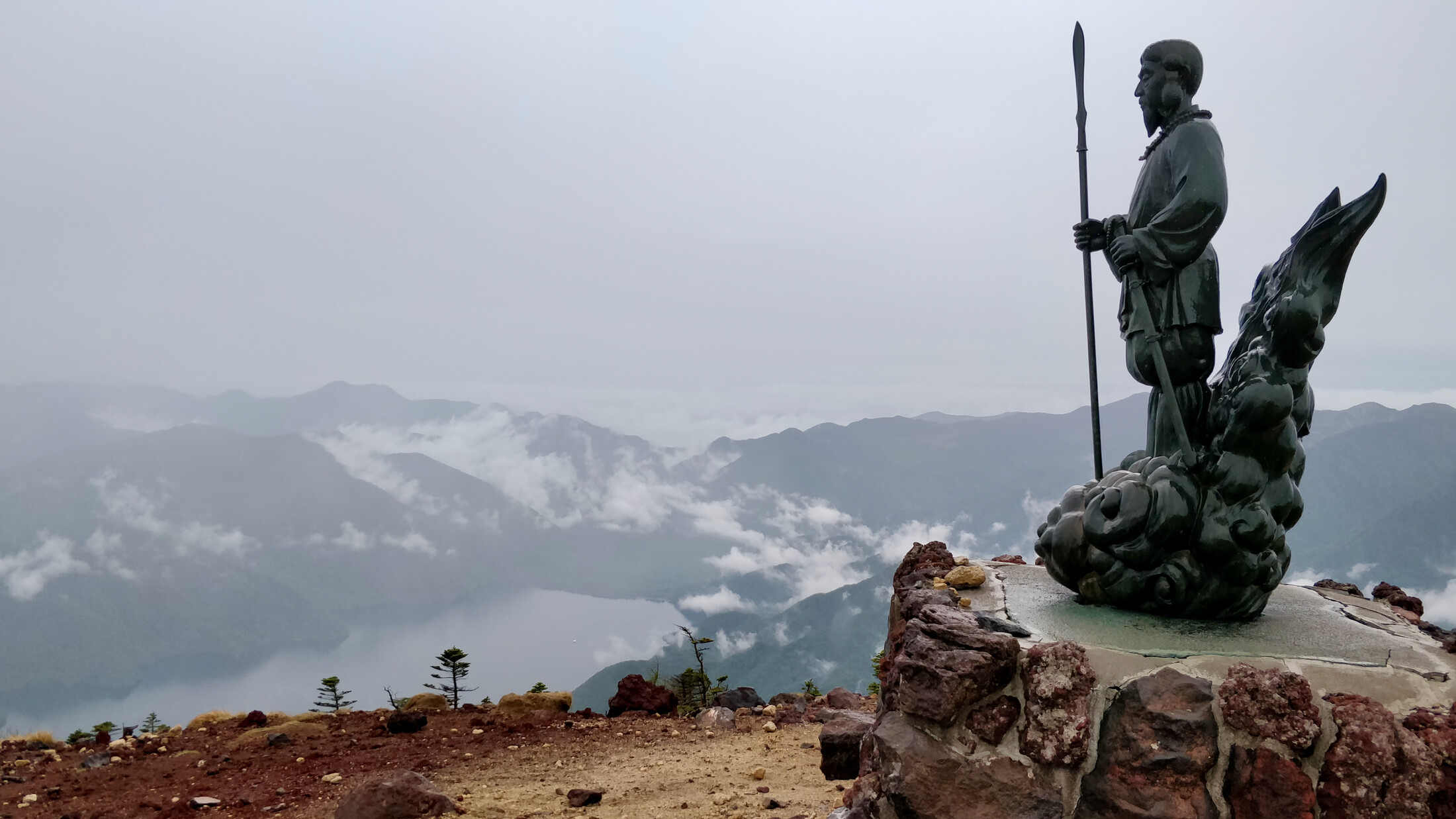 Statue at the top of Mount Nantai
