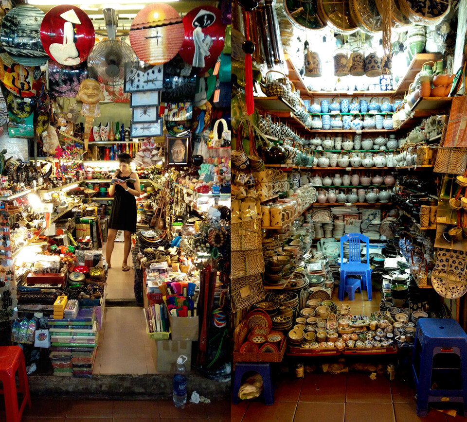 Two stands of a local market