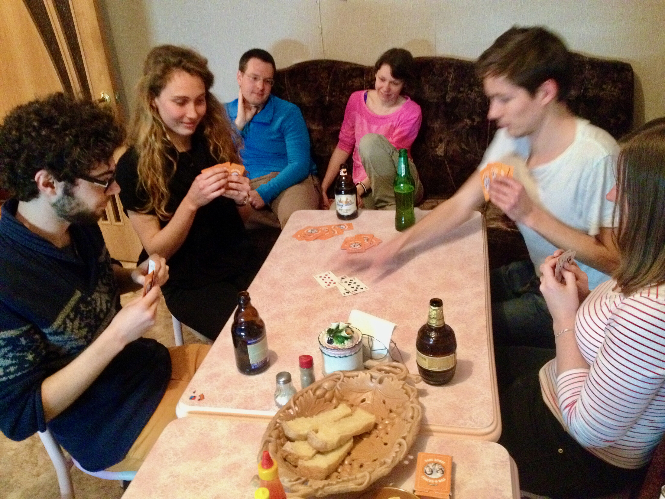 Playing cards at the hostel